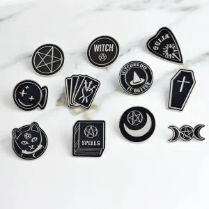 Punk Trendy WITCH kitty enamel pins