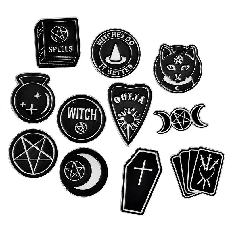 Punk Trendy WITCH kitty enamel pins