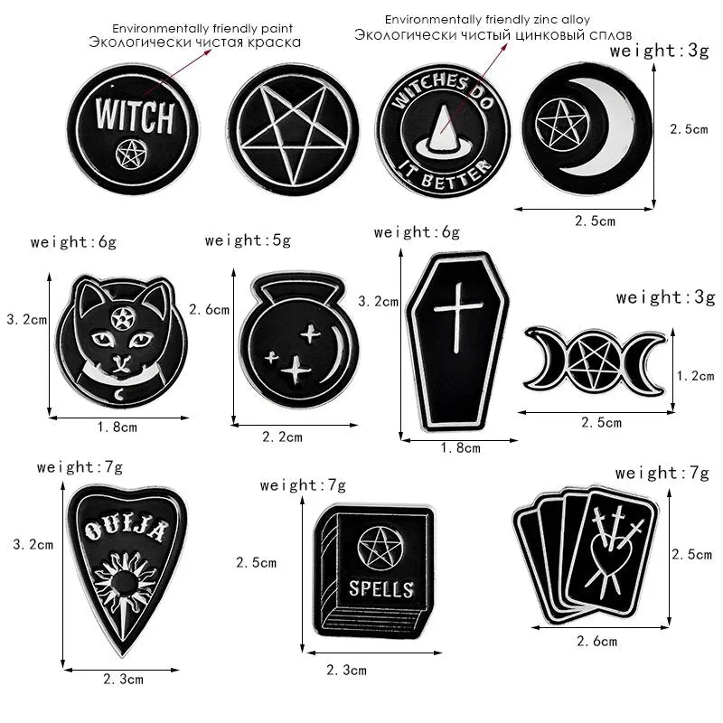 Punk Trendy WITCH kitty enamel pins