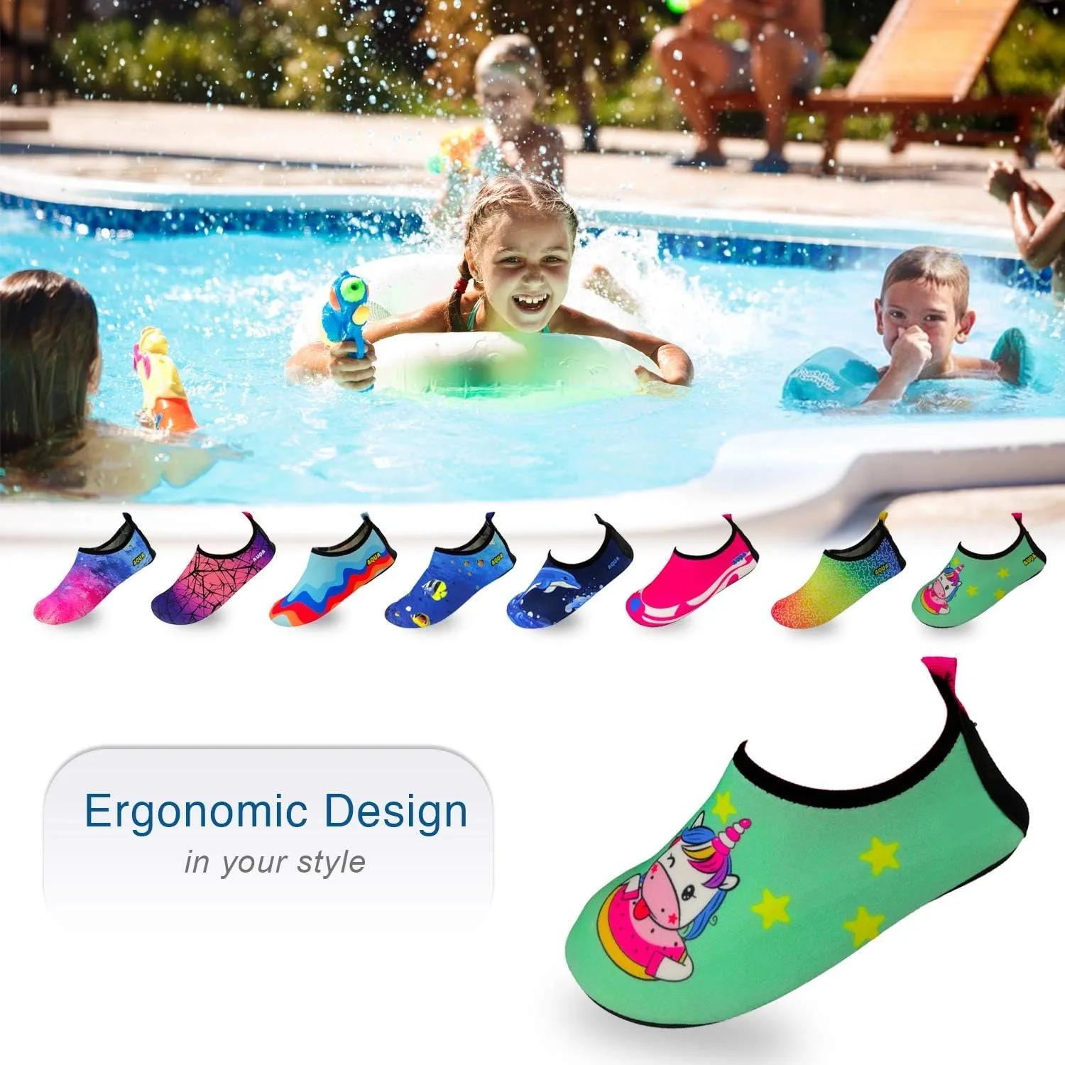 Quick-Dry, Non-Slip, Lightweight Swim Shoes for Summer, Beach, Sea & Pool  for Boys, Girls, Babies, Toddlers & Little Kids