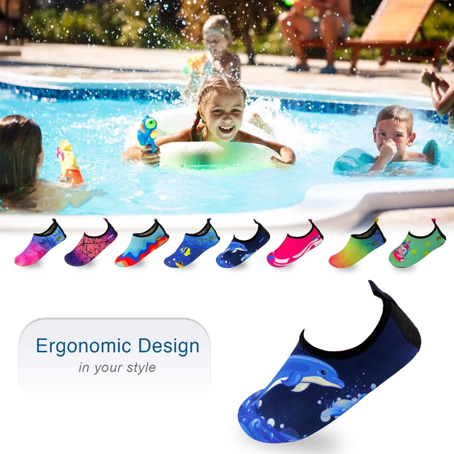 Quick-Dry, Non-Slip, Lightweight Swim Shoes for Summer, Beach, Sea & Pool  for Boys, Girls, Babies, Toddlers & Little Kids