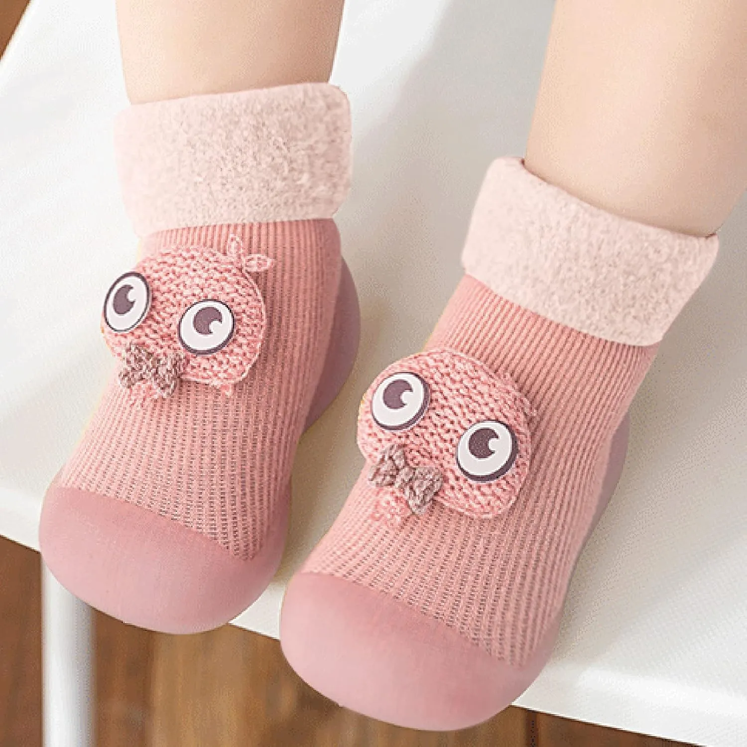 Rite Shoes Knit Stocking Slipper Baby Rubber Sole Toddler Shoes Girls Solid Boys Soft Hard Sole Baby Shoes