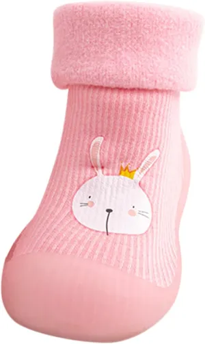 Rubber Boys Girls Sole Toddler Knit Soft Warm Baby Stocking Shoes Socks Slipper Infant Size 4 Shoes Girls (Pink, 22-23)