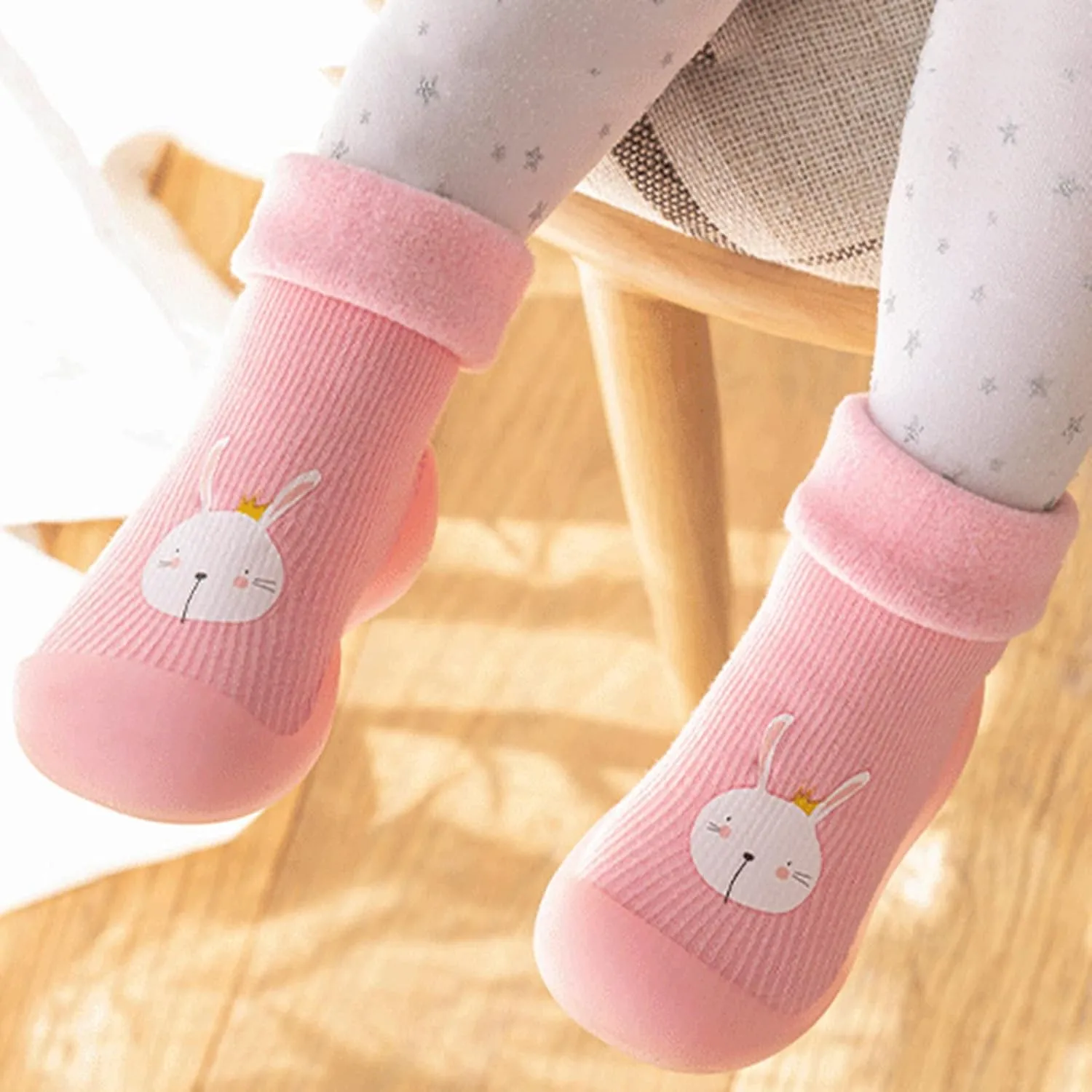 Rubber Boys Girls Sole Toddler Knit Soft Warm Baby Stocking Shoes Socks Slipper Infant Size 4 Shoes Girls (Pink, 22-23)
