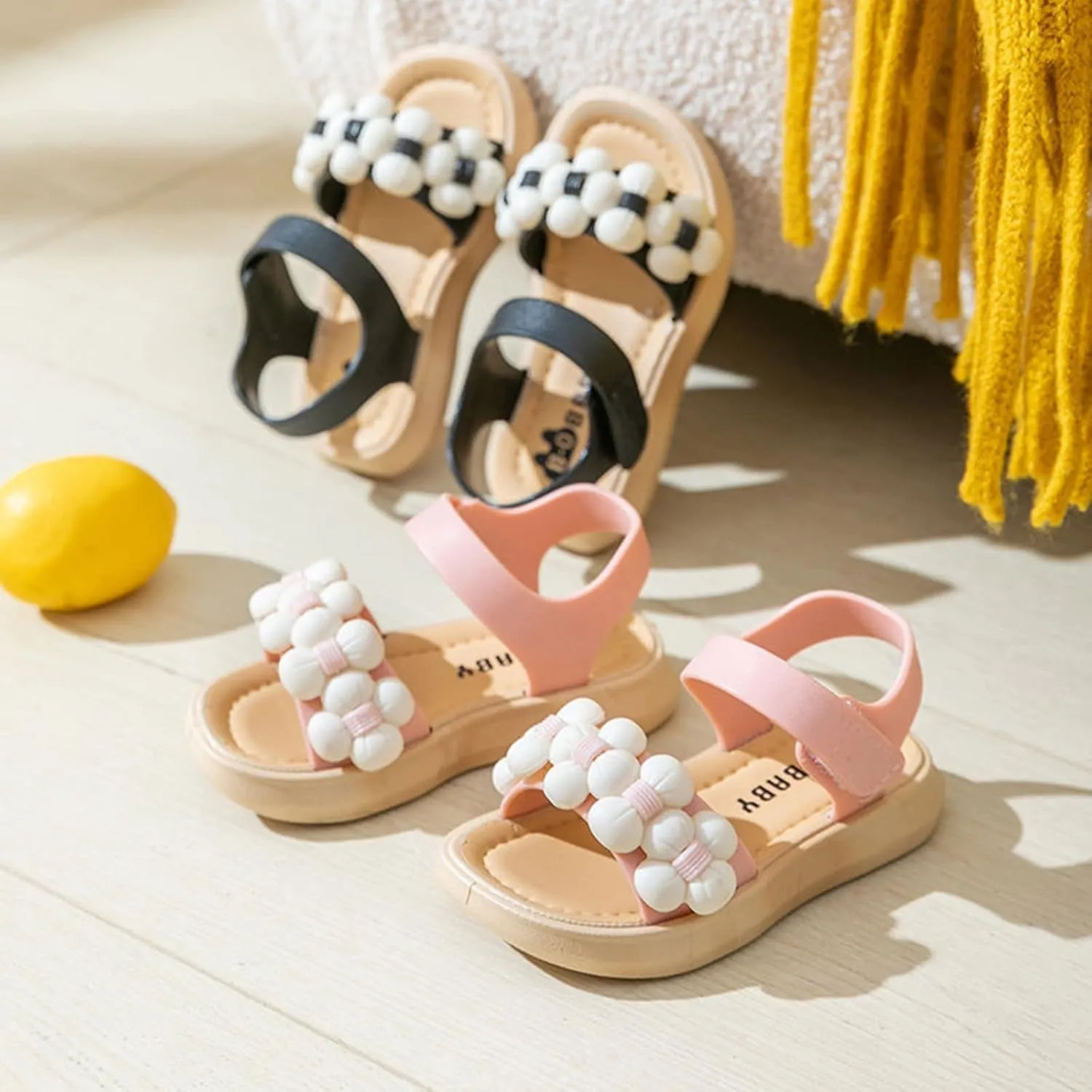 sfdgfhyf Little Girls Casual Shoes Children Sandals Thickened Summer Princess Fashion Soft Sole Children Baby (Pink, 5.5 Infant)