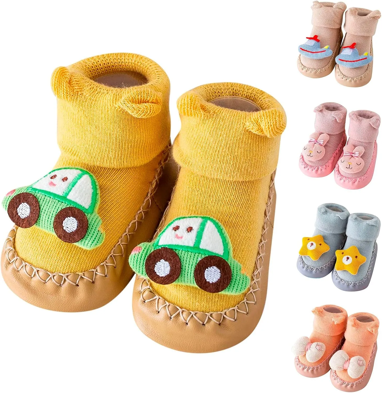 sfdgfhyf Little Girls Soft Sole Shoes Autumn and Winter Comfortable Baby Toddler Shoes Cute Cartoon Pattern (Grey, 6-12 Months)