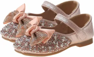 sfdgfhyf Toddler Soft Sole Sneakers Soft Bottom Girls' Shoes With Bow With Sequins Toddler Shoes Colorful Diamond Bow