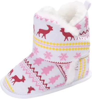 Size 7 Toddler Shoes Christmas Snowflake Print Shoes Baby Girls Boys Soft Toddler Baby Boy's Leather Sneaker
