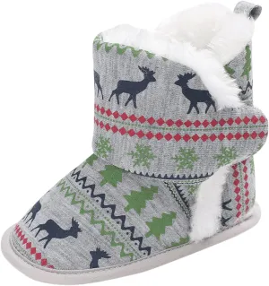 Size 7 Toddler Shoes Christmas Snowflake Print Shoes Baby Girls Boys Soft Toddler Baby Boy's Leather Sneaker