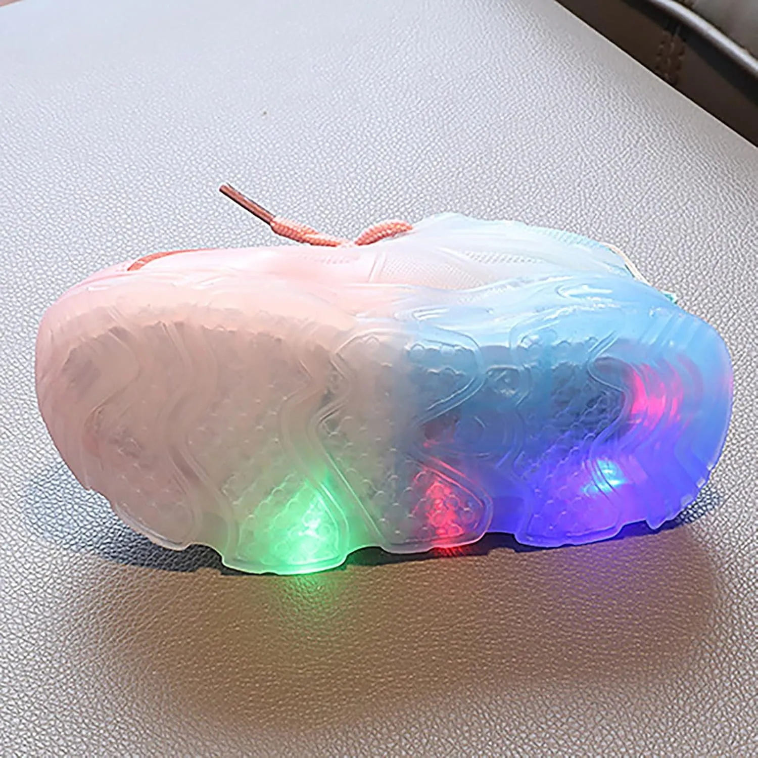 Slip on Girls Children's Sneakers Color Gradient LED Light Shoes Dad Shoes Lace Up Soft Soles Girl Shoes for Toddlers