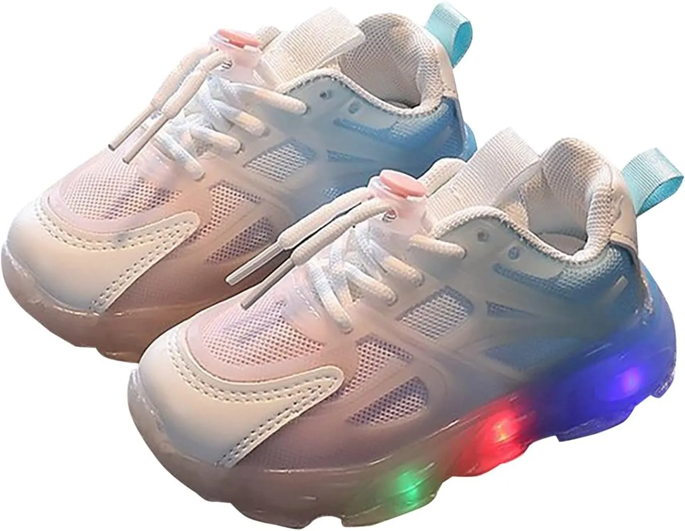 Slip on Girls Children's Sneakers Color Gradient LED Light Shoes Dad Shoes Lace Up Soft Soles Girl Shoes for Toddlers