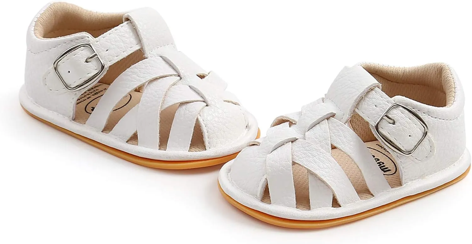 Soft Rubber Girls Flat Sandals Walking Shoes Baby Boys Non-Slip Sole Summer Baby Shoes Stand Alone Slides for Kids