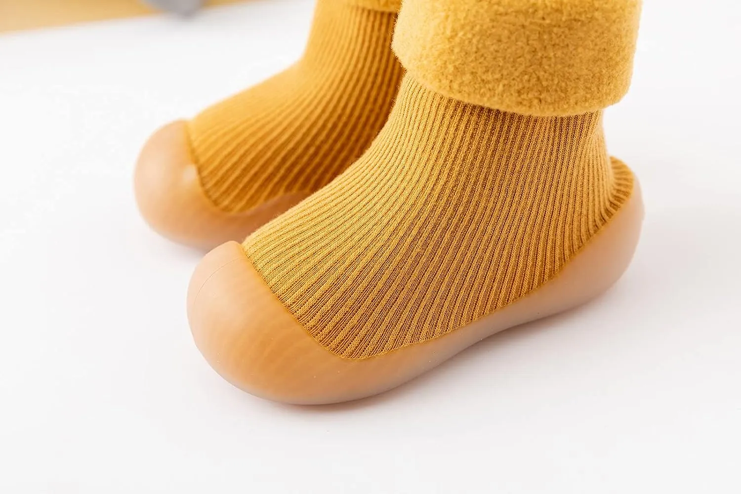 Soft Shoes Toddler Soft Sole Shoes Kids Baby Boys Girls Solid Warm Knit Soft Sole Rubber Shoe Stocking