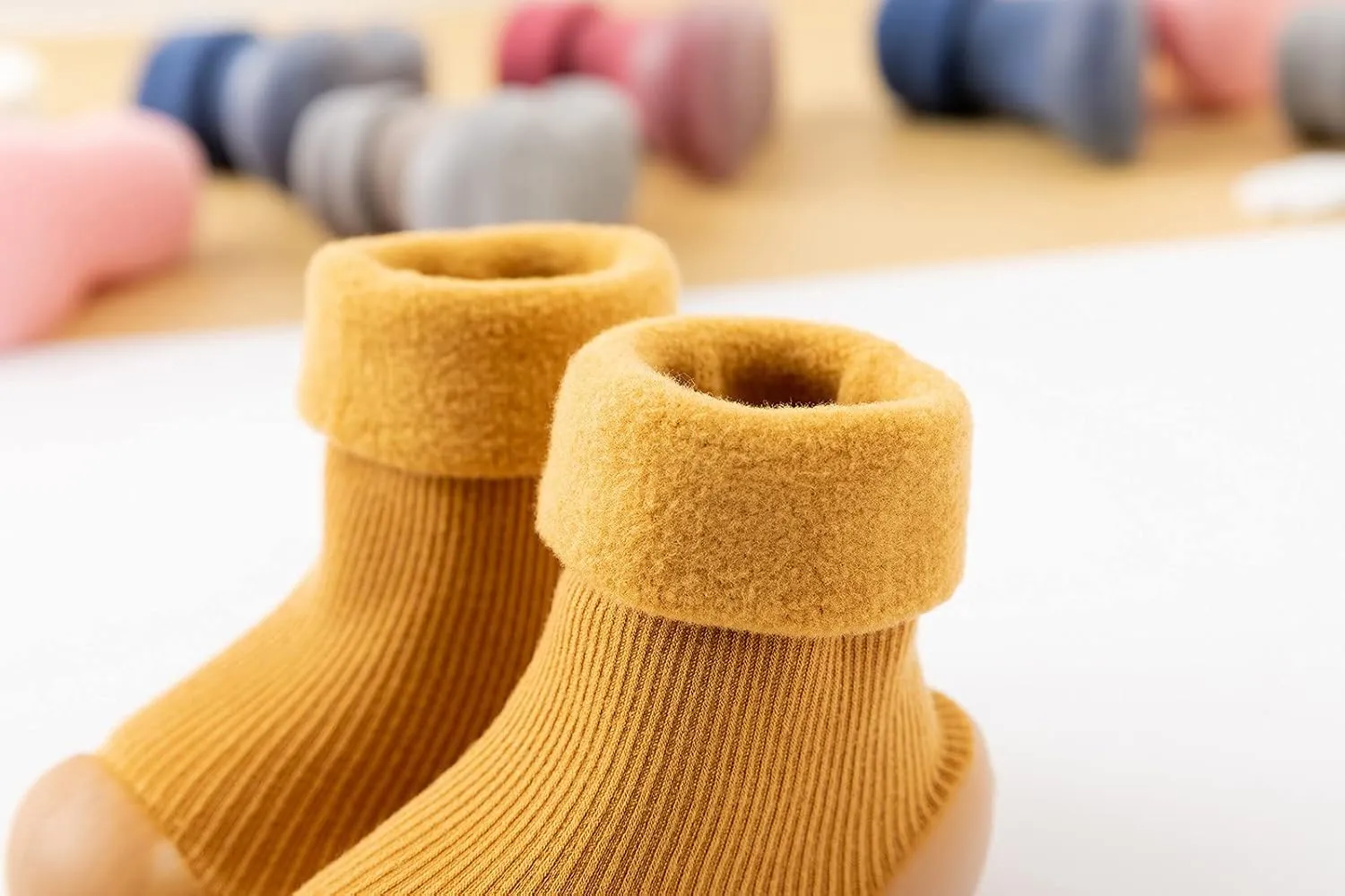 Soft Shoes Toddler Soft Sole Shoes Kids Baby Boys Girls Solid Warm Knit Soft Sole Rubber Shoe Stocking