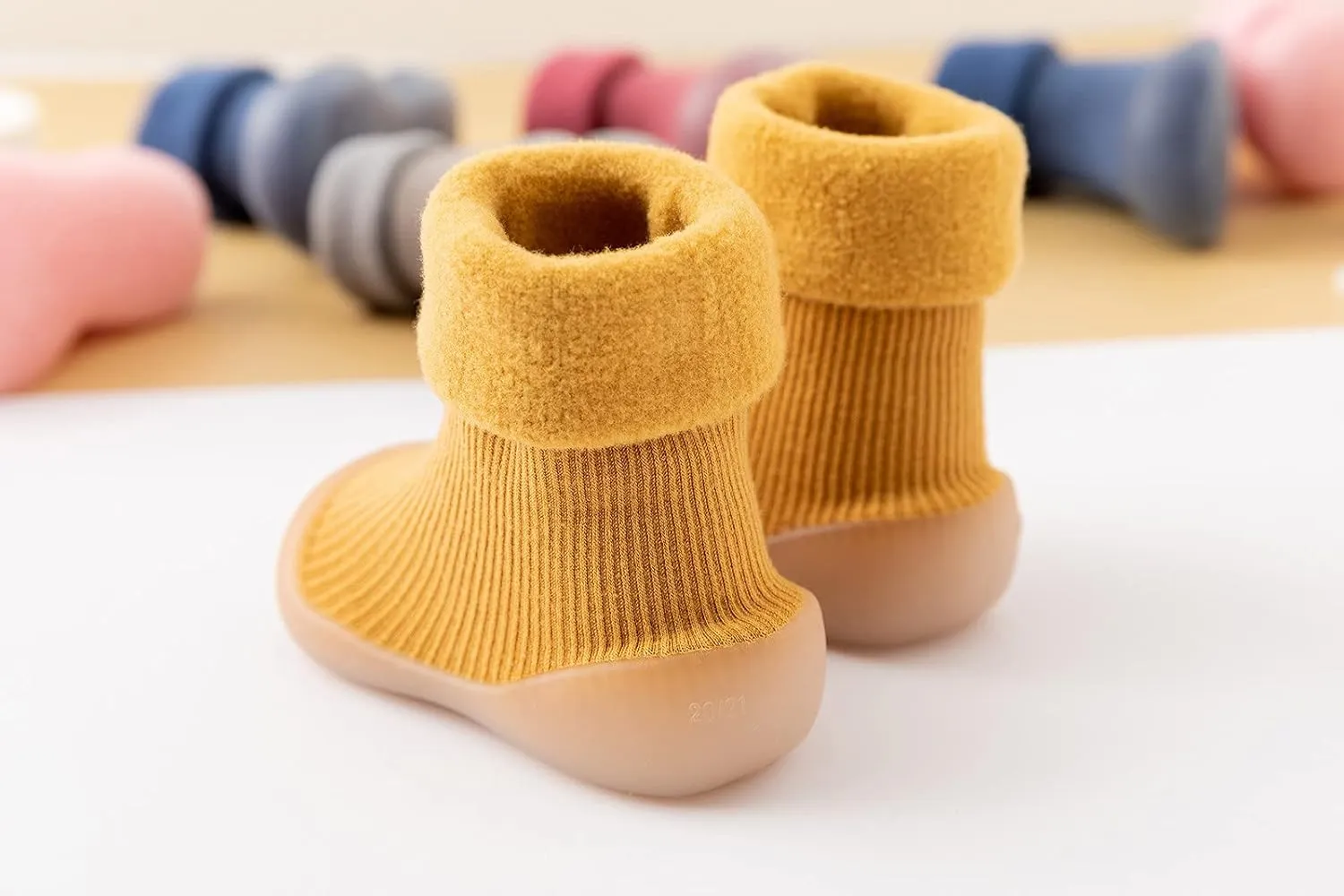 Soft Shoes Toddler Soft Sole Shoes Kids Baby Boys Girls Solid Warm Knit Soft Sole Rubber Shoe Stocking