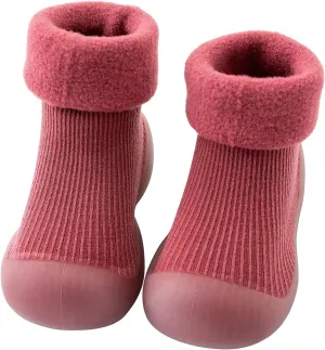 Soft Shoes Toddler Soft Sole Shoes Kids Baby Boys Girls Solid Warm Knit Soft Sole Rubber Shoe Stocking