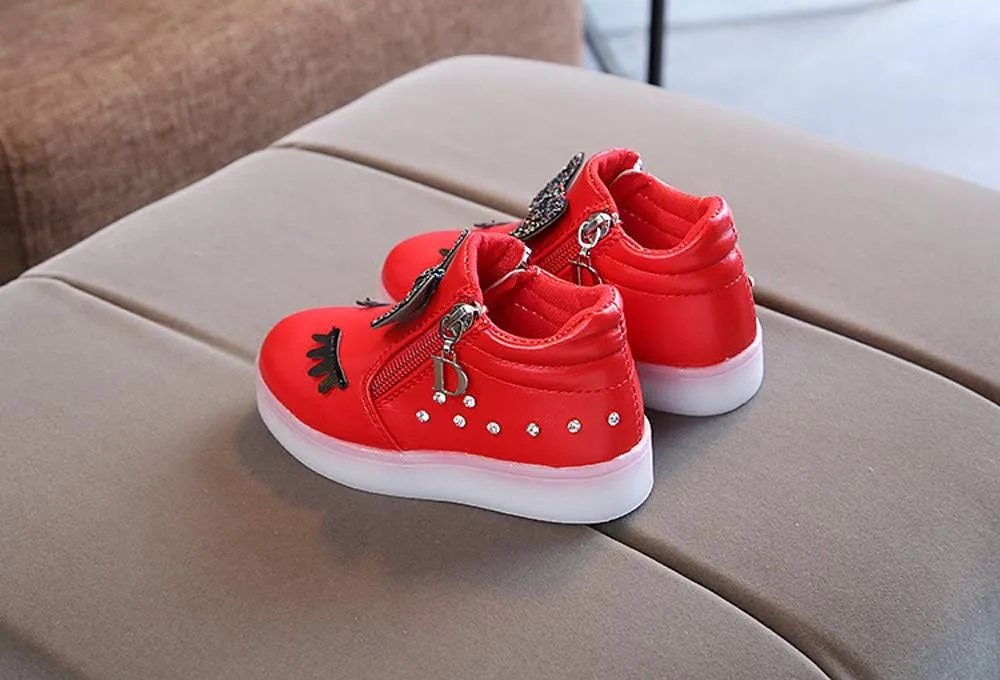 Sport LED Girls Baby Infant Boots Bowknot Kids Luminous Shoes Baby Shoes Kids Shoes Size 1