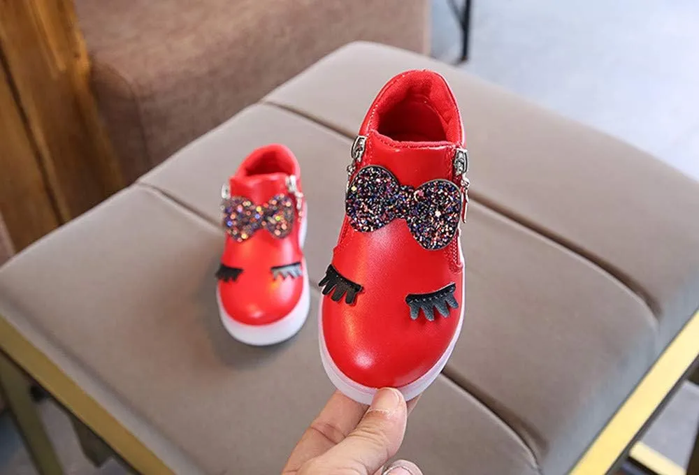 Sport LED Girls Baby Infant Boots Bowknot Kids Luminous Shoes Baby Shoes Kids Shoes Size 1
