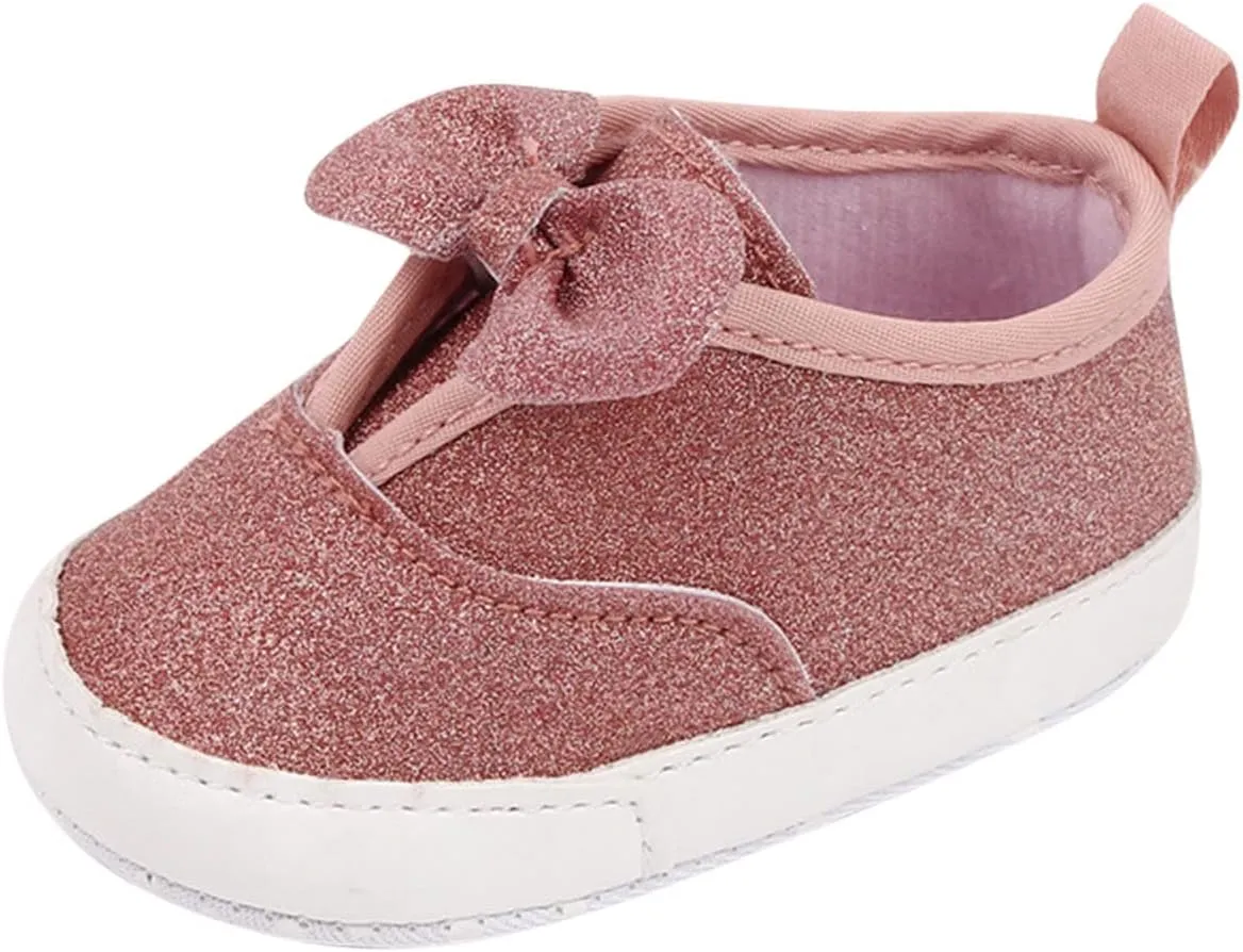 Spring and Summer Children Baby Infant Shoes Girls Casual Shoes Flat Sole Light Solid Color Bowknot Sequins Baby Shows