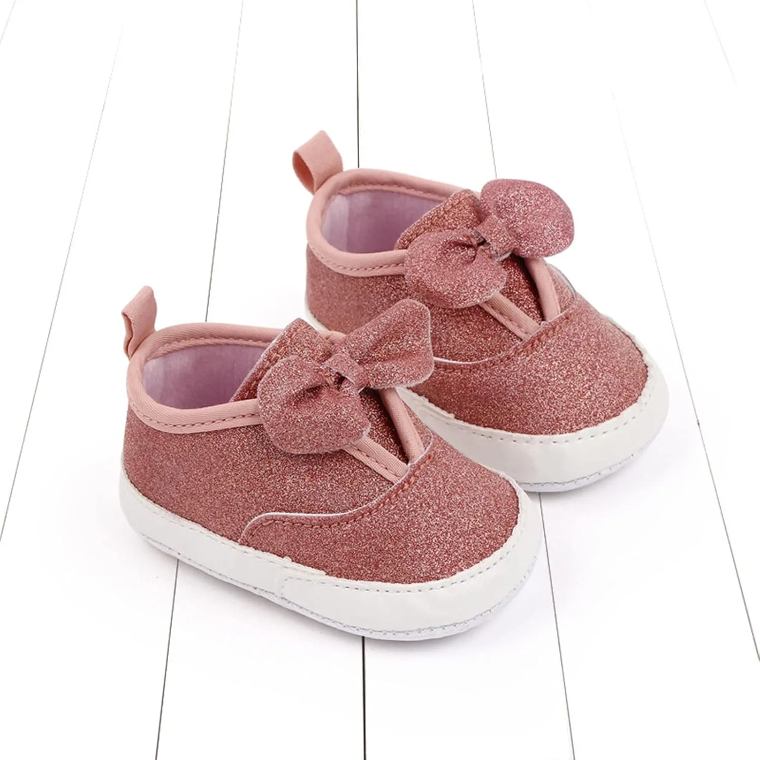 Spring and Summer Children Baby Infant Shoes Girls Casual Shoes Flat Sole Light Solid Color Bowknot Sequins Baby Shows