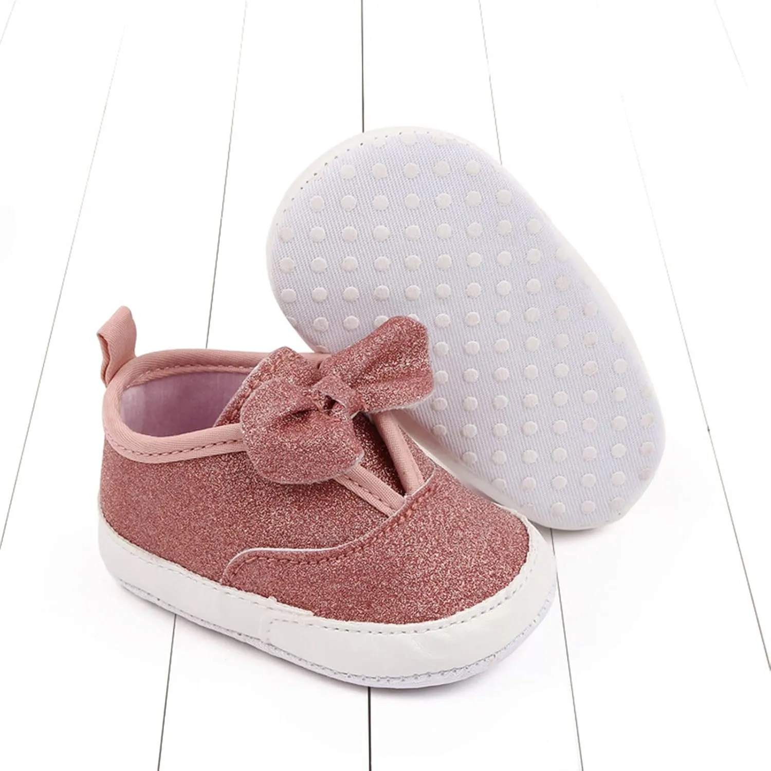 Spring and Summer Children Baby Infant Shoes Girls Casual Shoes Flat Sole Light Solid Color Bowknot Sequins Baby Shows