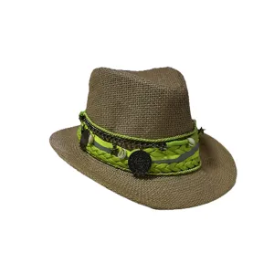 Straw Beach Hat Green Fluo