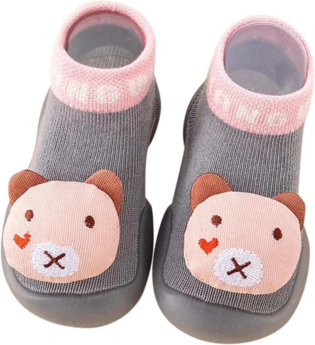 Summer and Autumn Comfortable Infant Toddler Shoes Cute Owl Bear Children Mesh Breathable Floor Kids Slip Shoes Grey