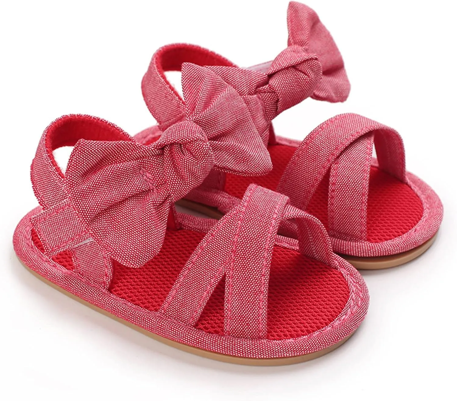 Summer Children Baby Toddler Shoes Girls Sandals Flat Bottom Light Open Toe Solid Color Bow Back Baby Sandals 12 Months