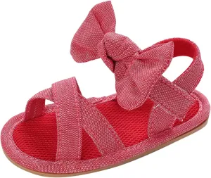 Summer Children Baby Toddler Shoes Girls Sandals Flat Bottom Light Open Toe Solid Color Bow Back Baby Sandals 12 Months