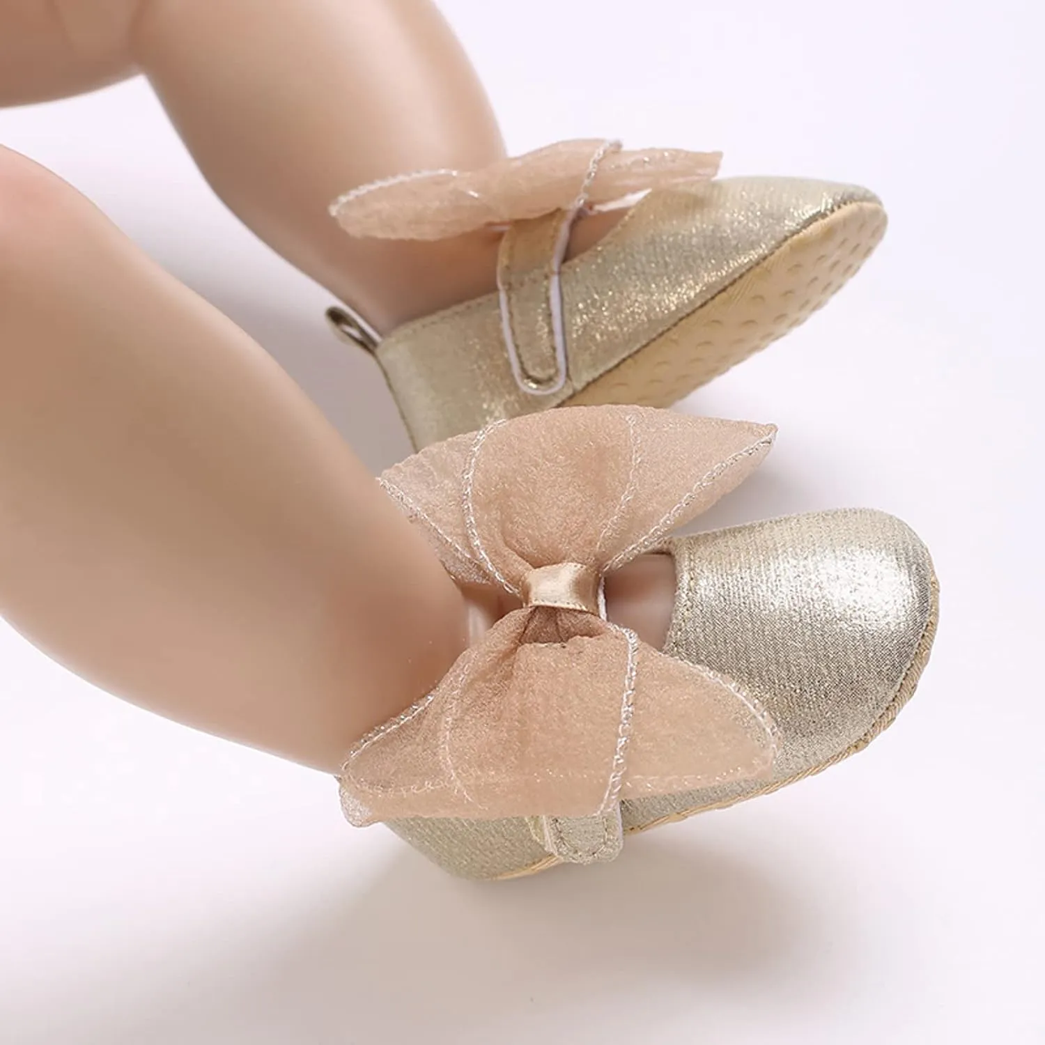 Summer Children Infant Infant Shoes Girls Sports Flat Bottom Round Toe Ribbon Bow Hook Loop Baby Shoes Size 4 Girls