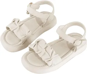 Summer New Solid Rubber Soft Sole Metal Buckle Children's Fashion Casual Flat Bottom Girls Sandals Size 3 Big Girls