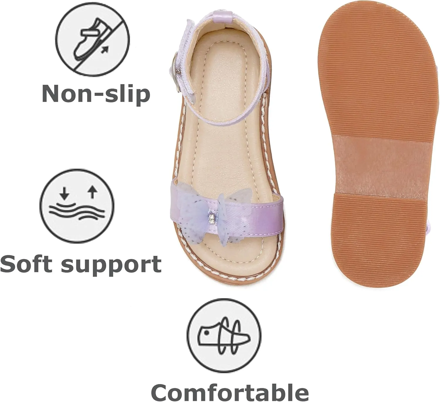THEE BRON Toddler Girls Dress Sandals Kids Butterfly Floral Summer Sandalias Shoes