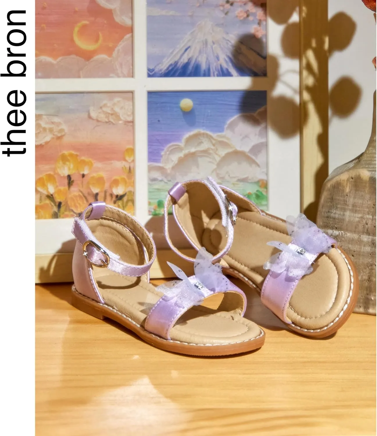THEE BRON Toddler Girls Dress Sandals Kids Butterfly Floral Summer Sandalias Shoes