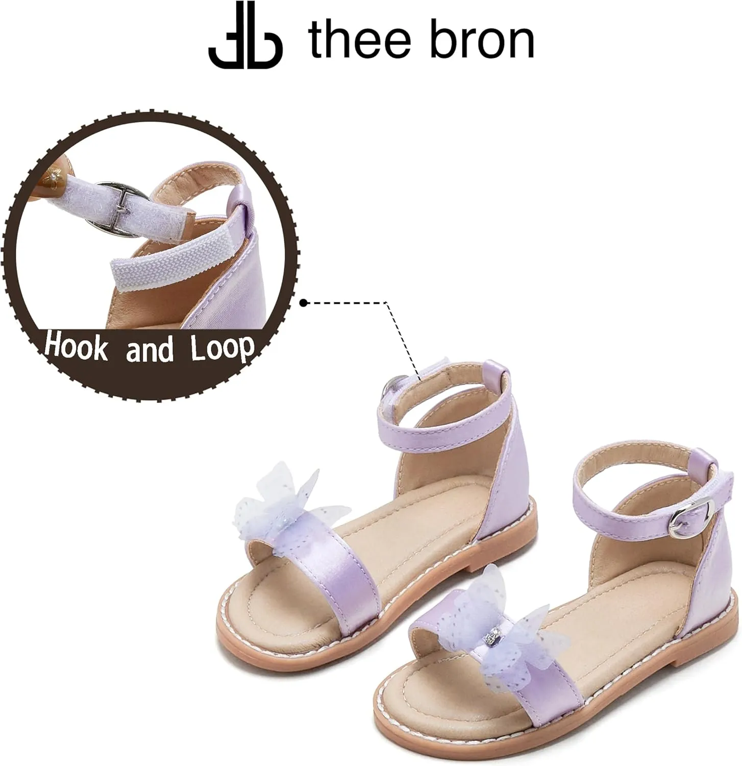 THEE BRON Toddler Girls Dress Sandals Kids Butterfly Floral Summer Sandalias Shoes