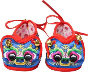 Tiger Style Shoes Mary Jane Shoes for 0-6 Month Chinese Style Handmade Baby Toddler Shoes Celebration Full Month