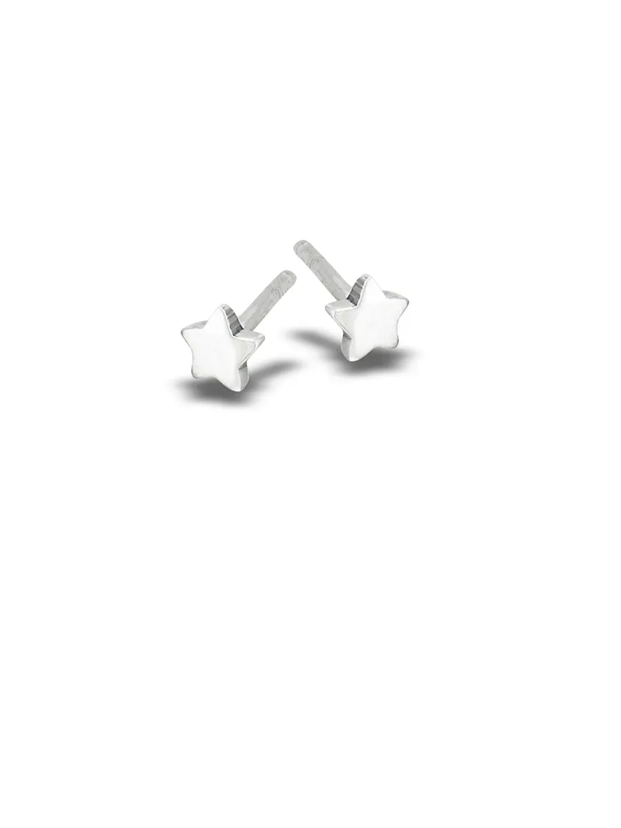 Tiny Polished Star Studs