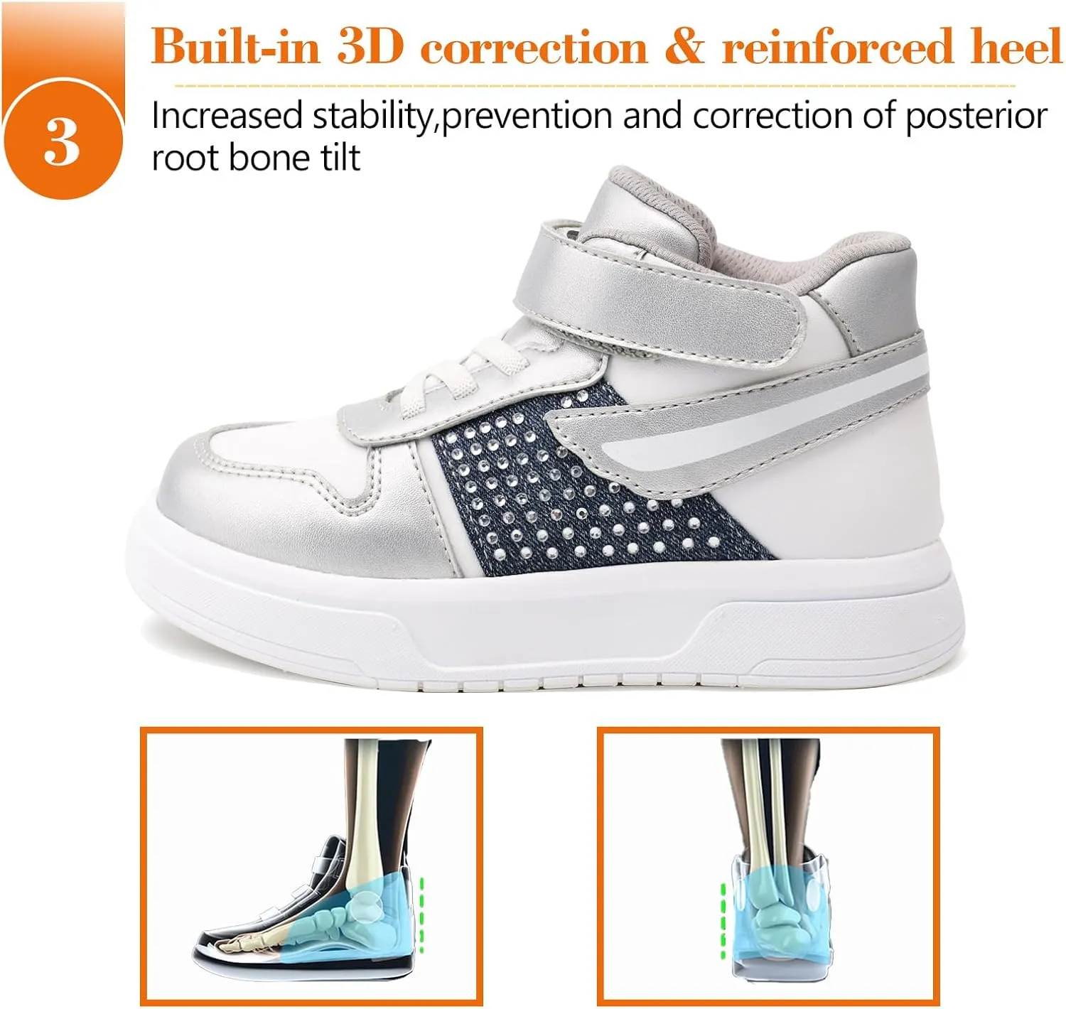 Toddler Ankle and Arch Support Orthopedic Shoes,Girls'Thick Sole Sneakers