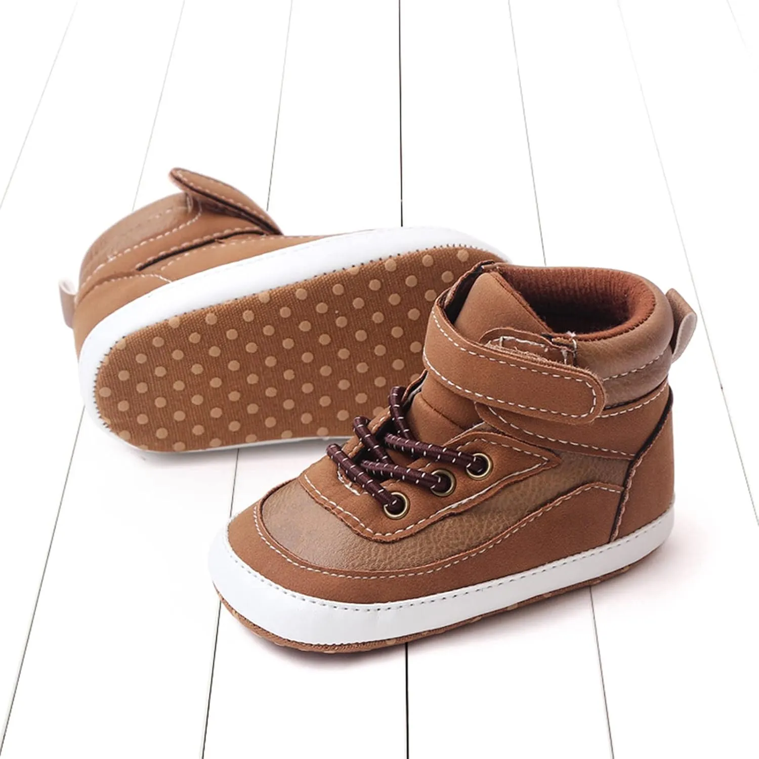 Toddler Baby Boys Girls High Tops Ankle Sneakers Soft Anti-Slip Sole PU Leather Infant Prewalker First Walking Shoes up Light
