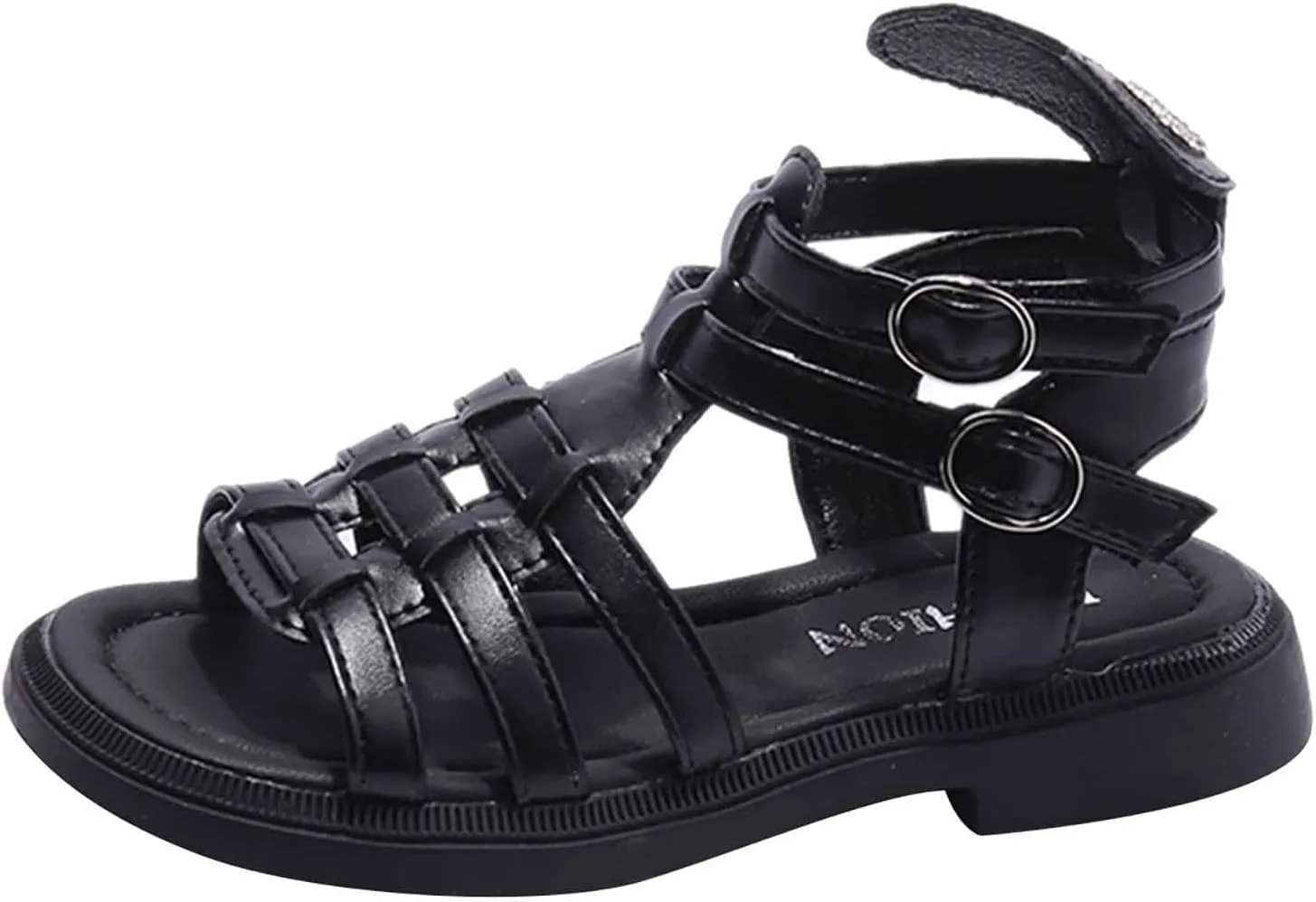 Toddler Baby Girls Sandals Slip On Falts Shoes Cute Weave Hollow Out Non-slip Soft Sole Beach Sandal SHoe Comfort T-025 Black 11.5