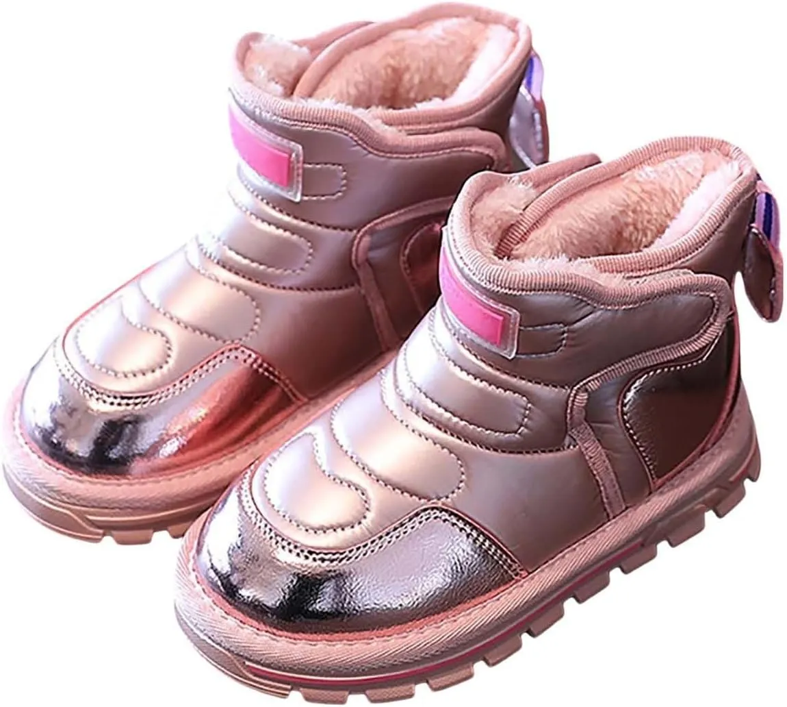 Toddler Boots Baby Girl Boy Waterproof Ankle Boots Toddler Leather Soft Sole Non-Slip Booties Kids Cozy Walking Shoes