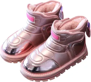 Toddler Boots Baby Girl Boy Waterproof Ankle Boots Toddler Leather Soft Sole Non-Slip Booties Kids Cozy Walking Shoes