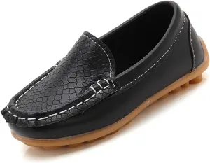 Toddler Boys Girls Loafer Shoes Soft Synthetic Leather Slip On occasin Flat Boat Dress Shoes