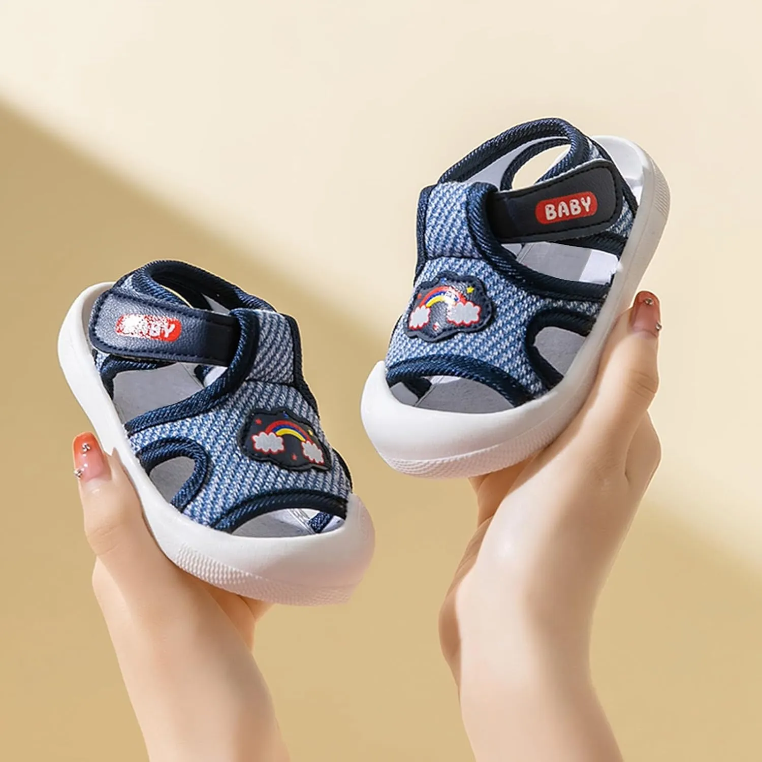 Toddler Boys Girls Sandals Mesh Rubber Sole Non-Slip Outdoor Sneakers Infant Lightweight Breathable First Walking Shoes