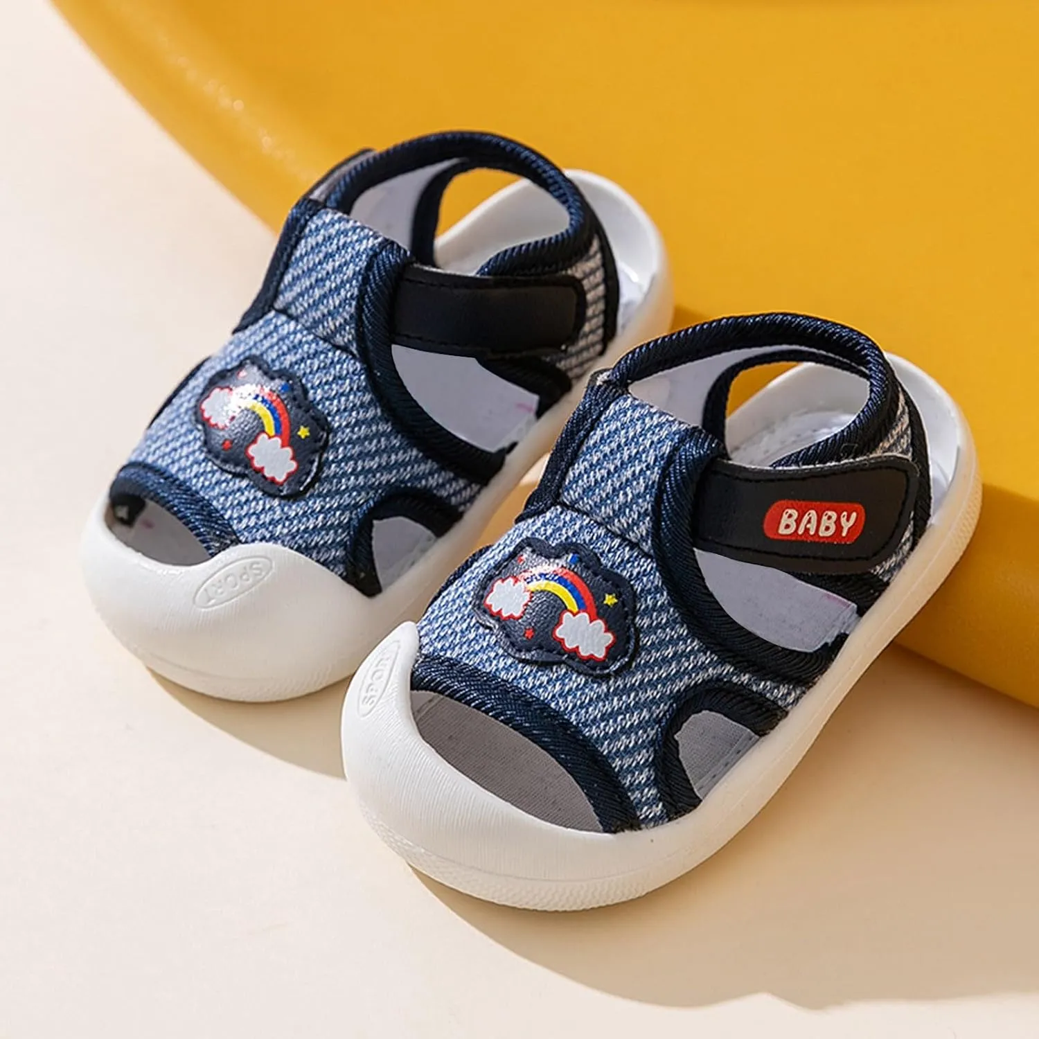 Toddler Boys Girls Sandals Mesh Rubber Sole Non-Slip Outdoor Sneakers Infant Lightweight Breathable First Walking Shoes