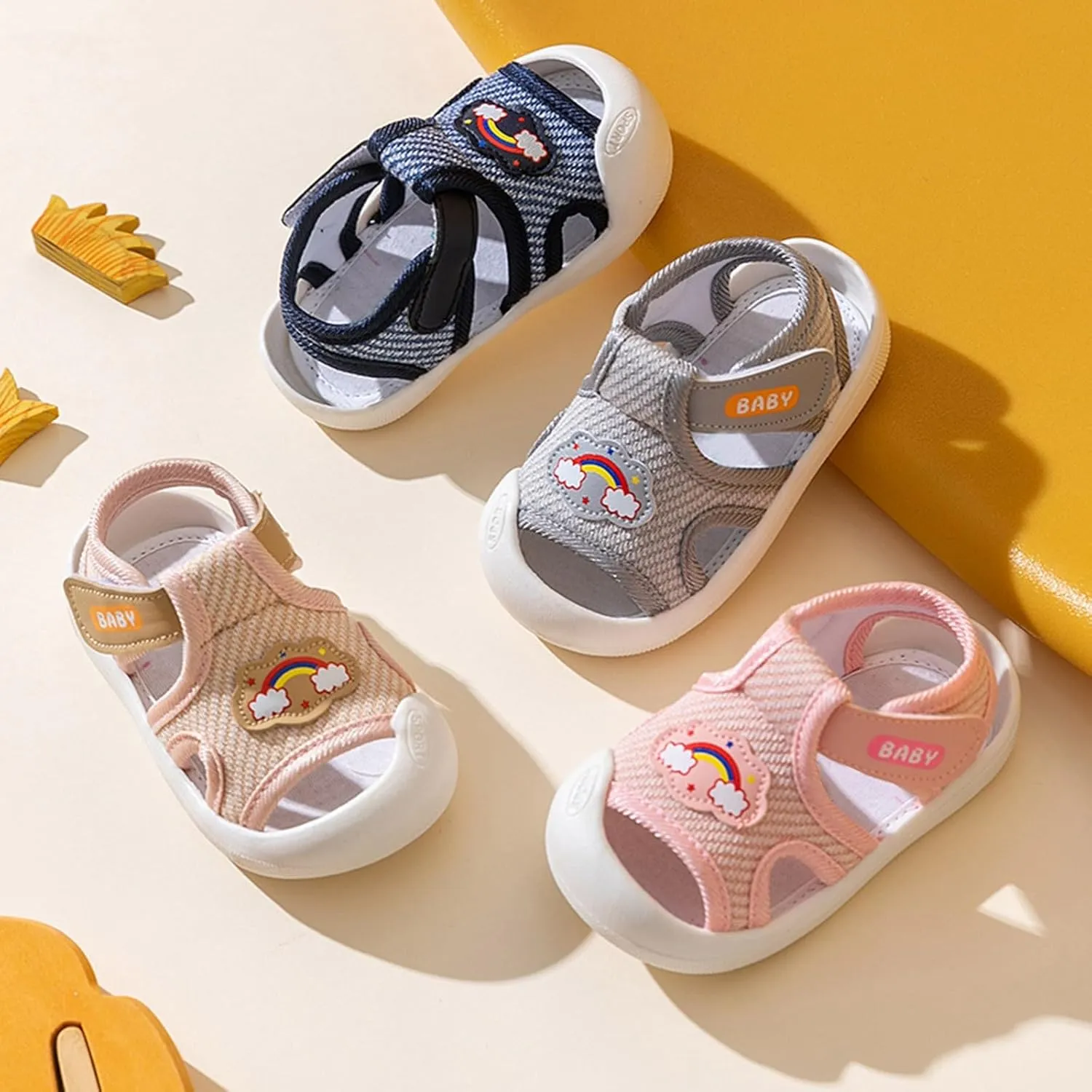 Toddler Boys Girls Sandals Mesh Rubber Sole Non-Slip Outdoor Sneakers Infant Lightweight Breathable First Walking Shoes