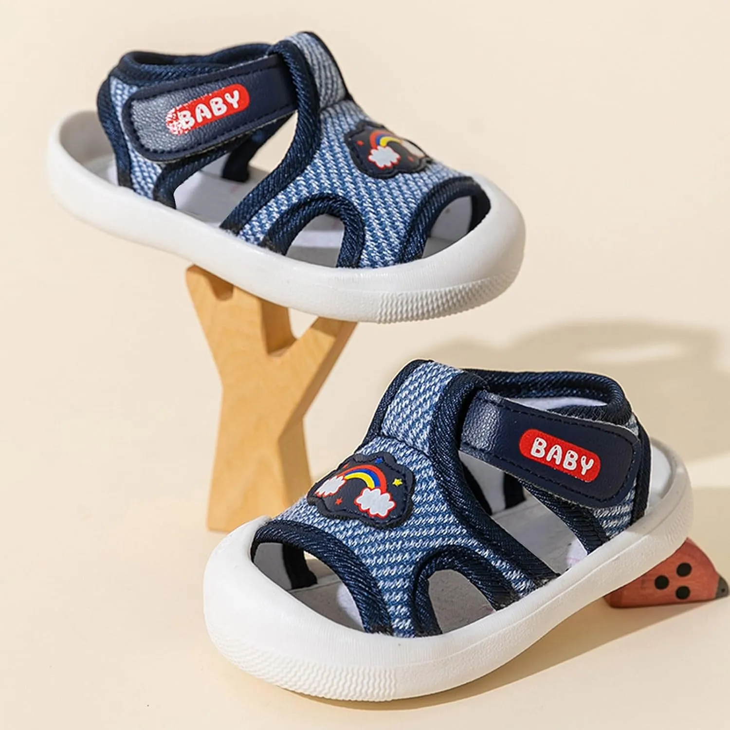 Toddler Boys Girls Sandals Mesh Rubber Sole Non-Slip Outdoor Sneakers Infant Lightweight Breathable First Walking Shoes