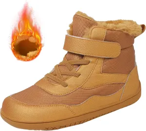 Toddler Boys Girls Winter Snow Barefoot Boots with Wide Toe Box Slip Drop Sole Ankle Boots Hiking Fur Lined Winter Boots