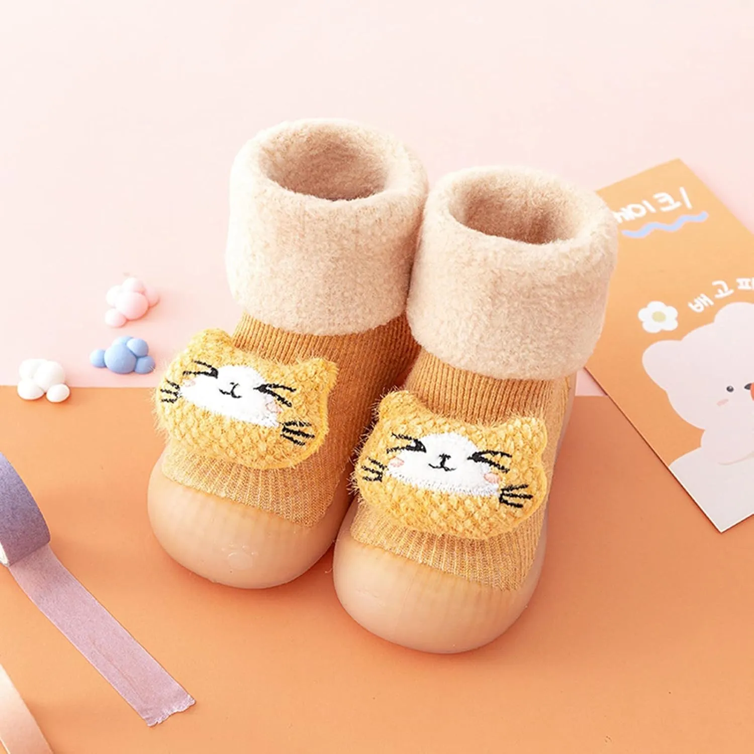 Toddler Cute Cartoon Socks Shoes Warm Winter Cartoon Baby Shoes Baby Soft Sole Shoes Baby Walking Shoes