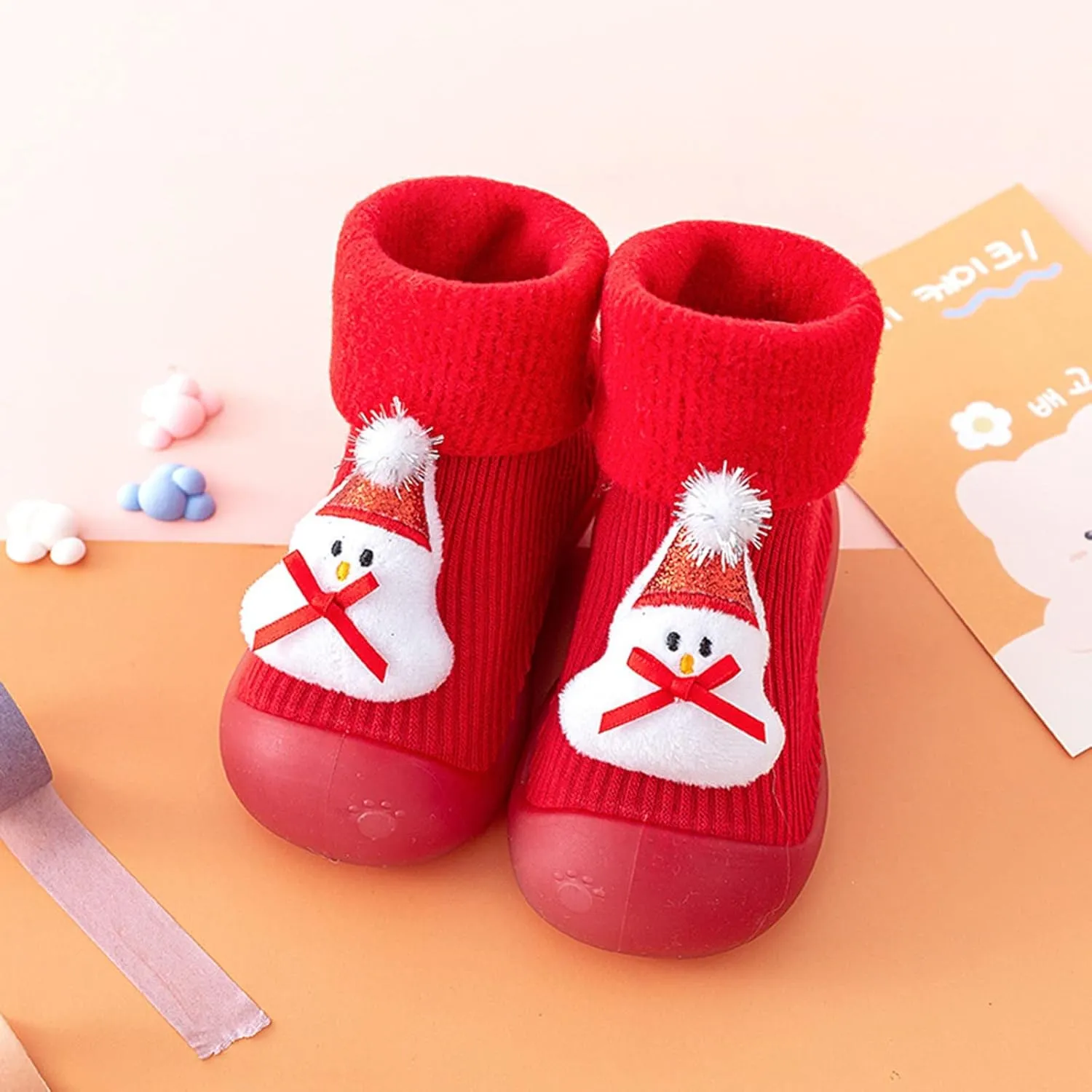 Toddler Cute Cartoon Socks Shoes Warm Winter Cartoon Baby Shoes Baby Soft Sole Shoes Baby Walking Shoes