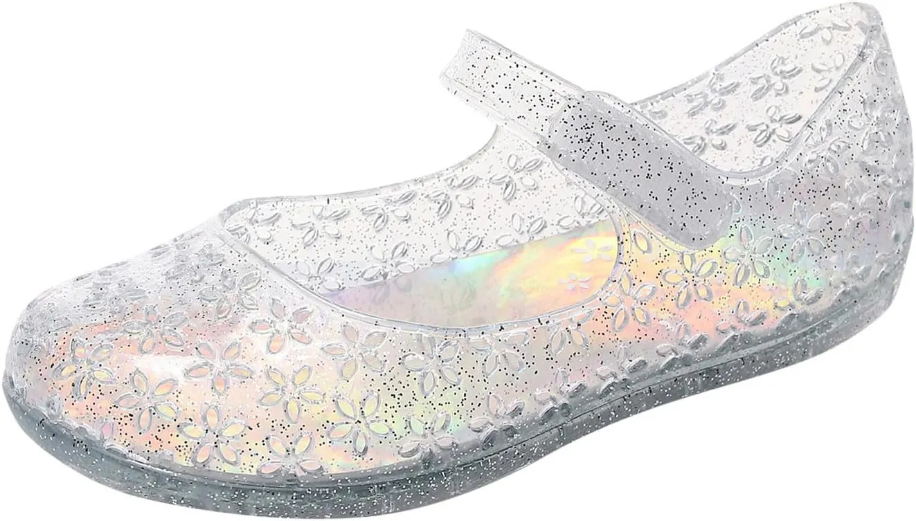 Toddler Girl Jelly Sandals Kids Cute Floral Mary Jane Shoes Summer Casual Dance Party Closed Toe Princess Flat Sandal